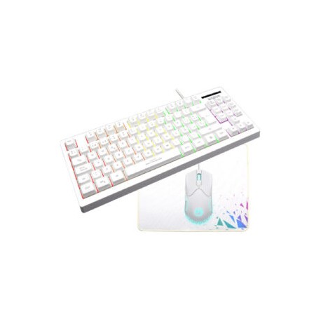 Kit Teclado Mouse y Tapete Gamer CM310 Blanco Marvo