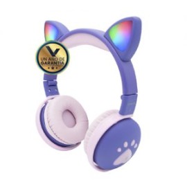 Audífonos Bluetooth con Diadema de Gato y Leds