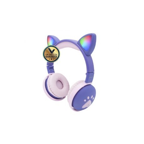 Audífonos Bluetooth con Diadema de Gato y Leds